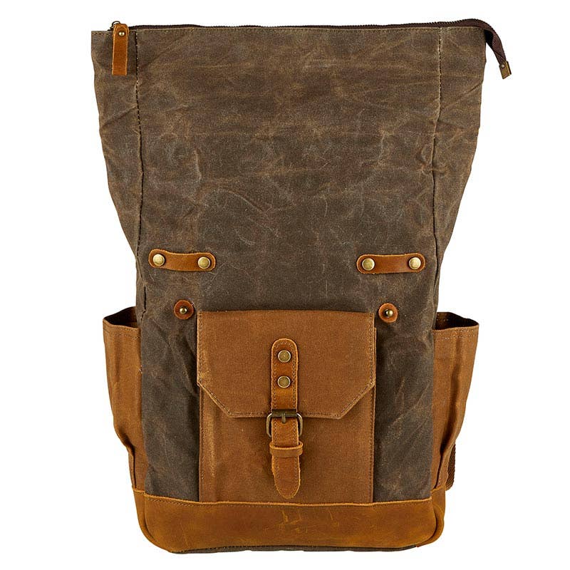 Cole Wheeler - Vintage Waxed Canvas and Leather Rolltop Backpack