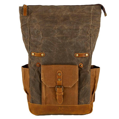 Cole Wheeler - Vintage Waxed Canvas and Leather Rolltop Backpack
