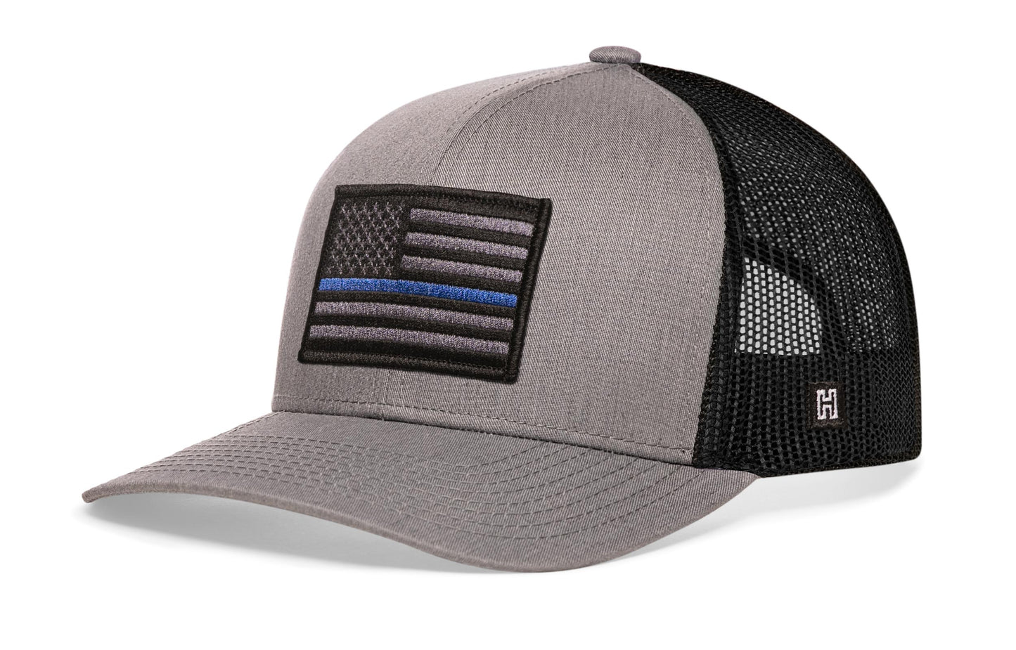 Thin Blue Line Trucker Hat  |  Black Police Tactical Snapback
