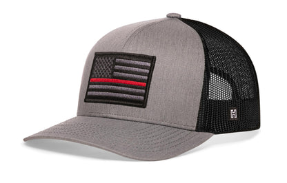 Thin Red Line Trucker Hat  |  Black Fire Tactical Snapback